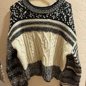 RACHEL Rachel Roy Black and Cream Patterned Sweater